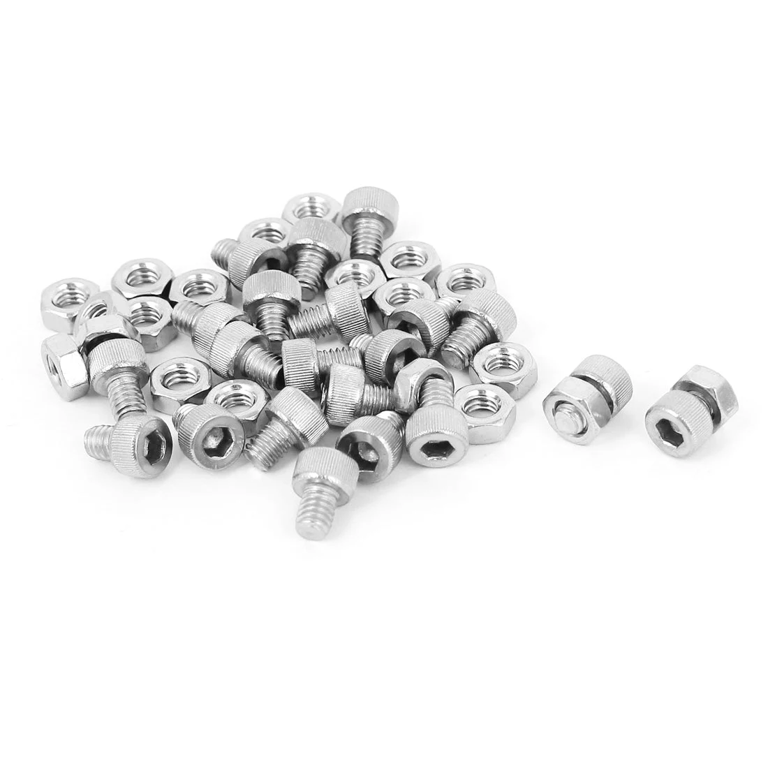 M4x5mm Stainless Steel Hex Socket Head Knurled Cap Screws Bolts Nut Set 20Pcs