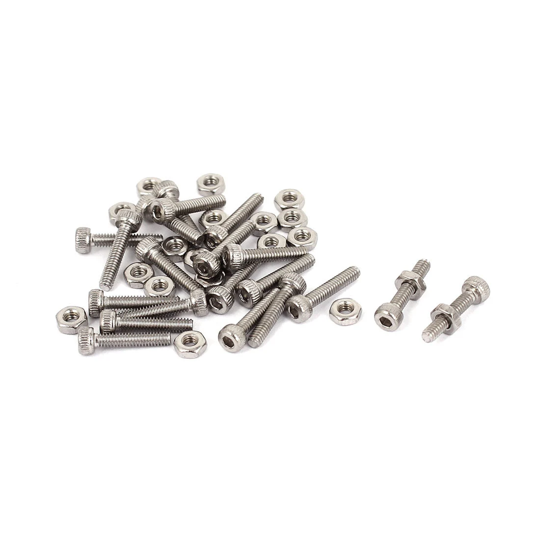 M2x10mm Stainless Steel Hex Socket Head Knurled Cap Screws Bolts Nut Set 20Pcs