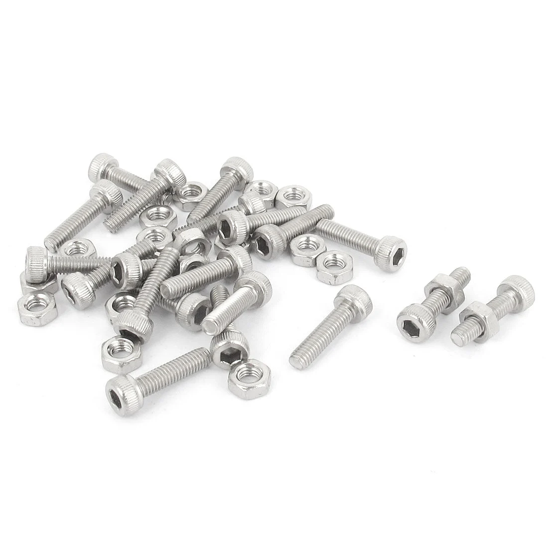 M3x12mm Stainless Steel Hex Socket Head Knurled Cap Screws Bolts Nut Set 20Pcs