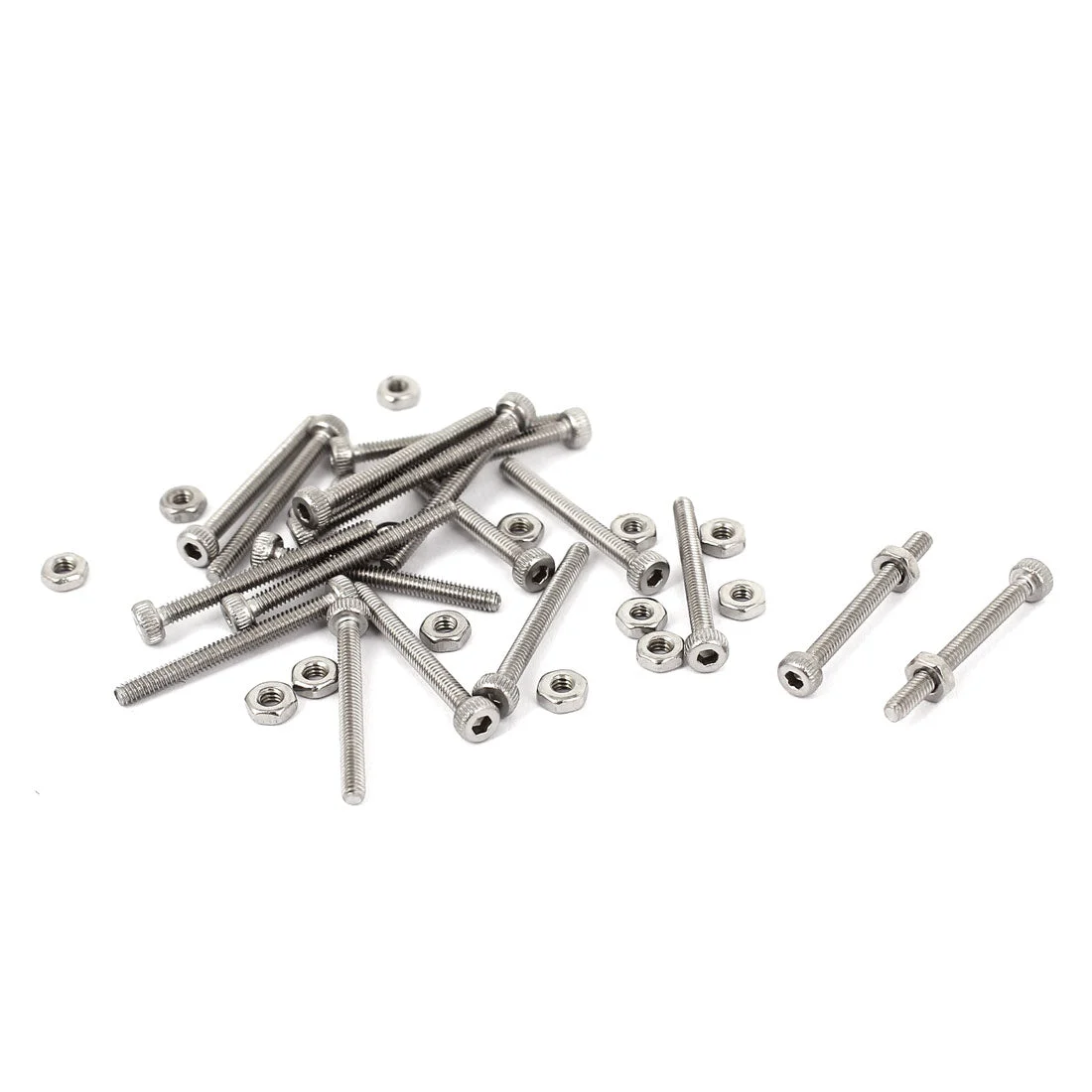 M2x20mm Stainless Steel Hex Socket Head Knurled Cap Screws Bolts Nut Set 20Pcs