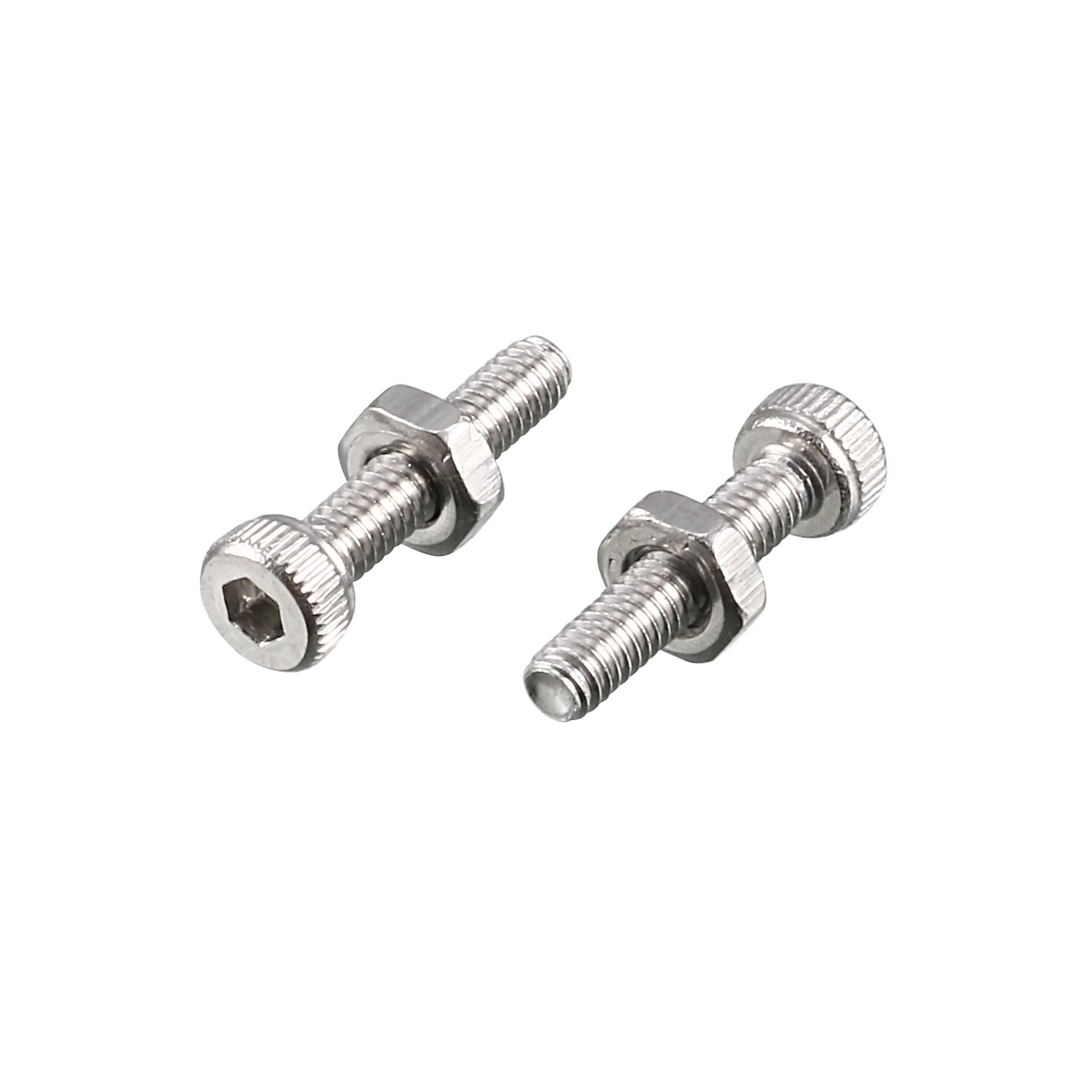 M2x10mm Stainless Steel Hex Socket Head Knurled Cap Screws Bolts Nut Set 50Pcs