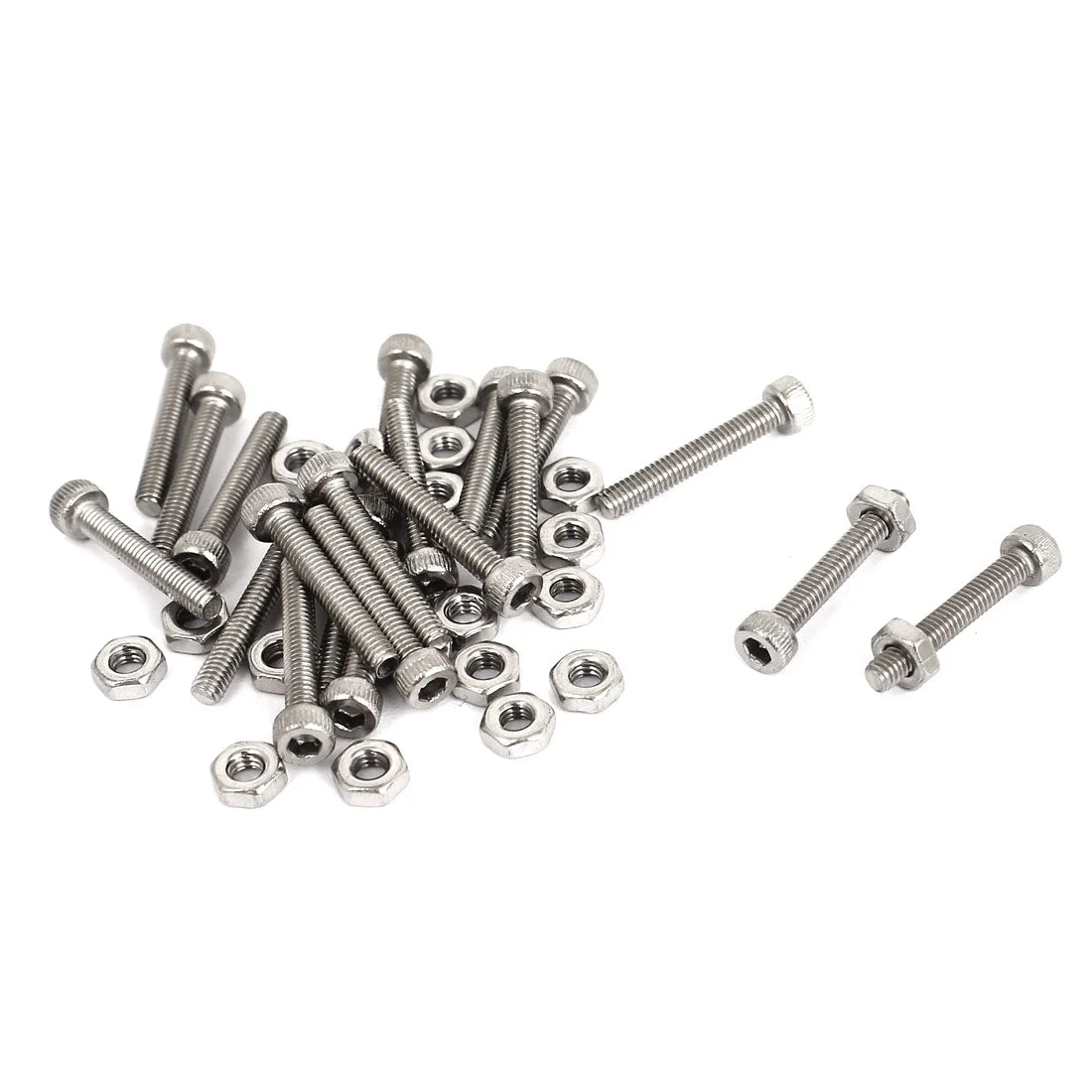 M2.5x16mm Stainless Steel Hex Socket Head Knurled Cap Screws Bolts Nut Set 20Pcs