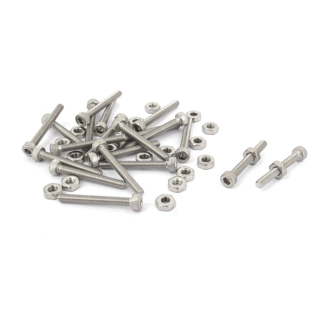 M2.5x20mm Stainless Steel Hex Socket Head Knurled Cap Screws Bolts Nut Set 20Pcs