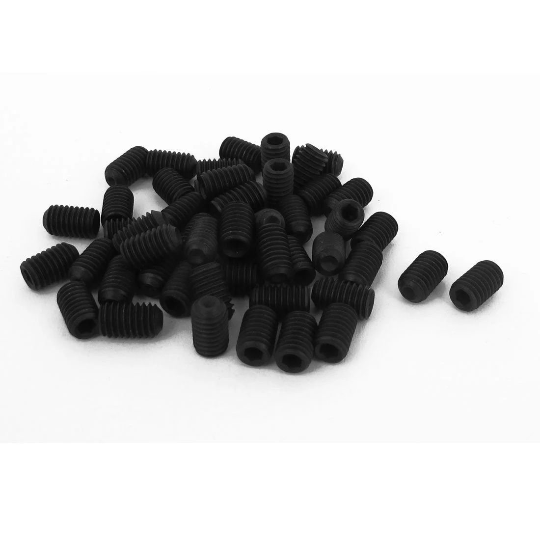 M6 x 10mm 1mm Pitch Hex Socket Set Cup Point Grub Screws Black 50pcs