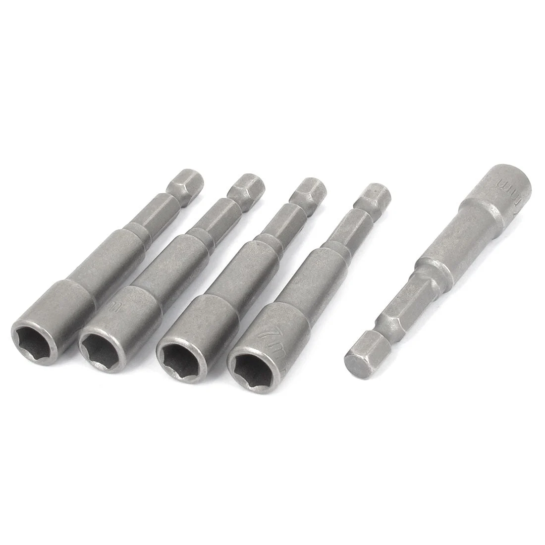 1/4" Shank 7mm Hex Socket Nut Setter Driver Bit Gray 5pcs Non-magnetic