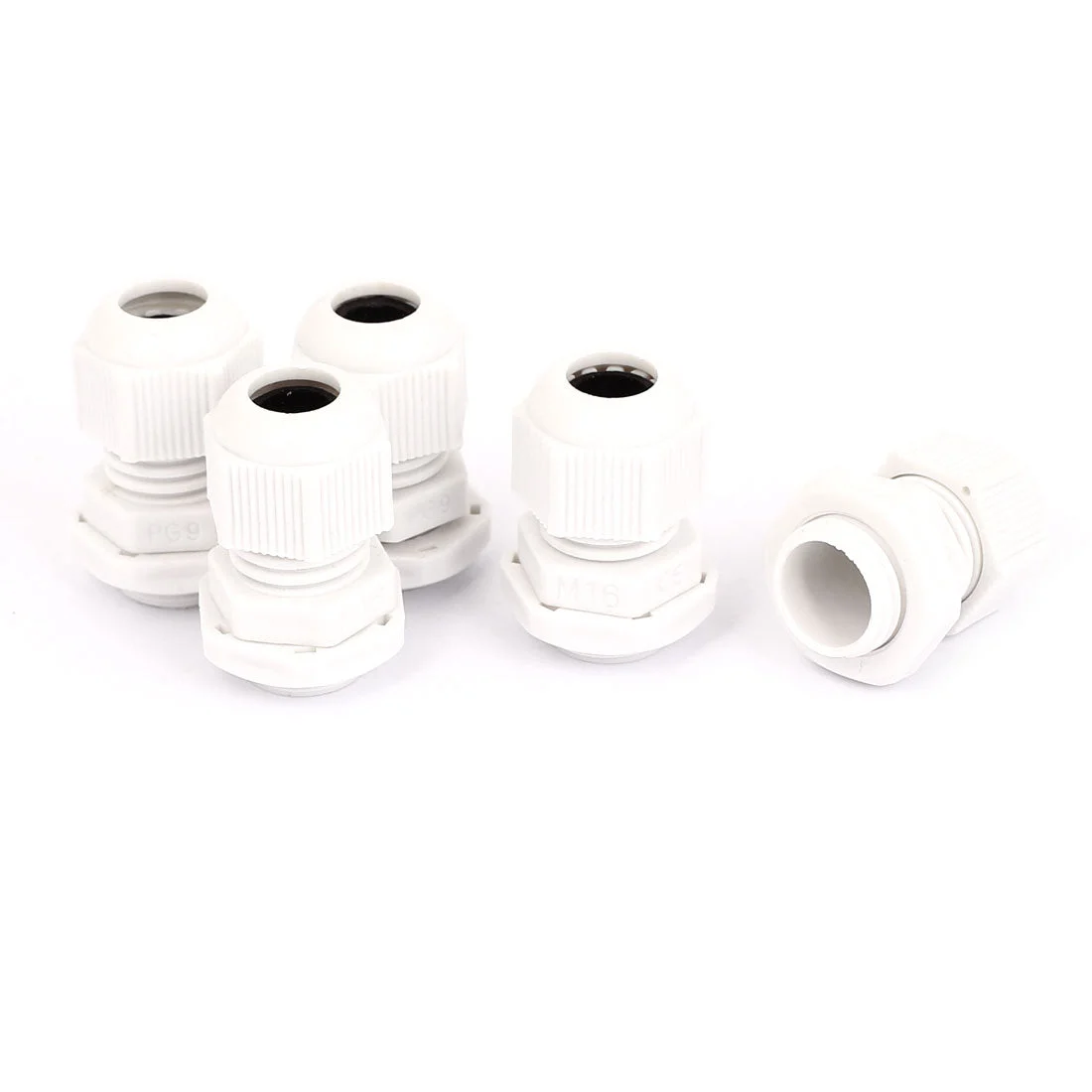 5 Pcs M16 Dia White Plastic PG9 Waterproof Cable Glands Connector for 3.5-8mm Range Cord