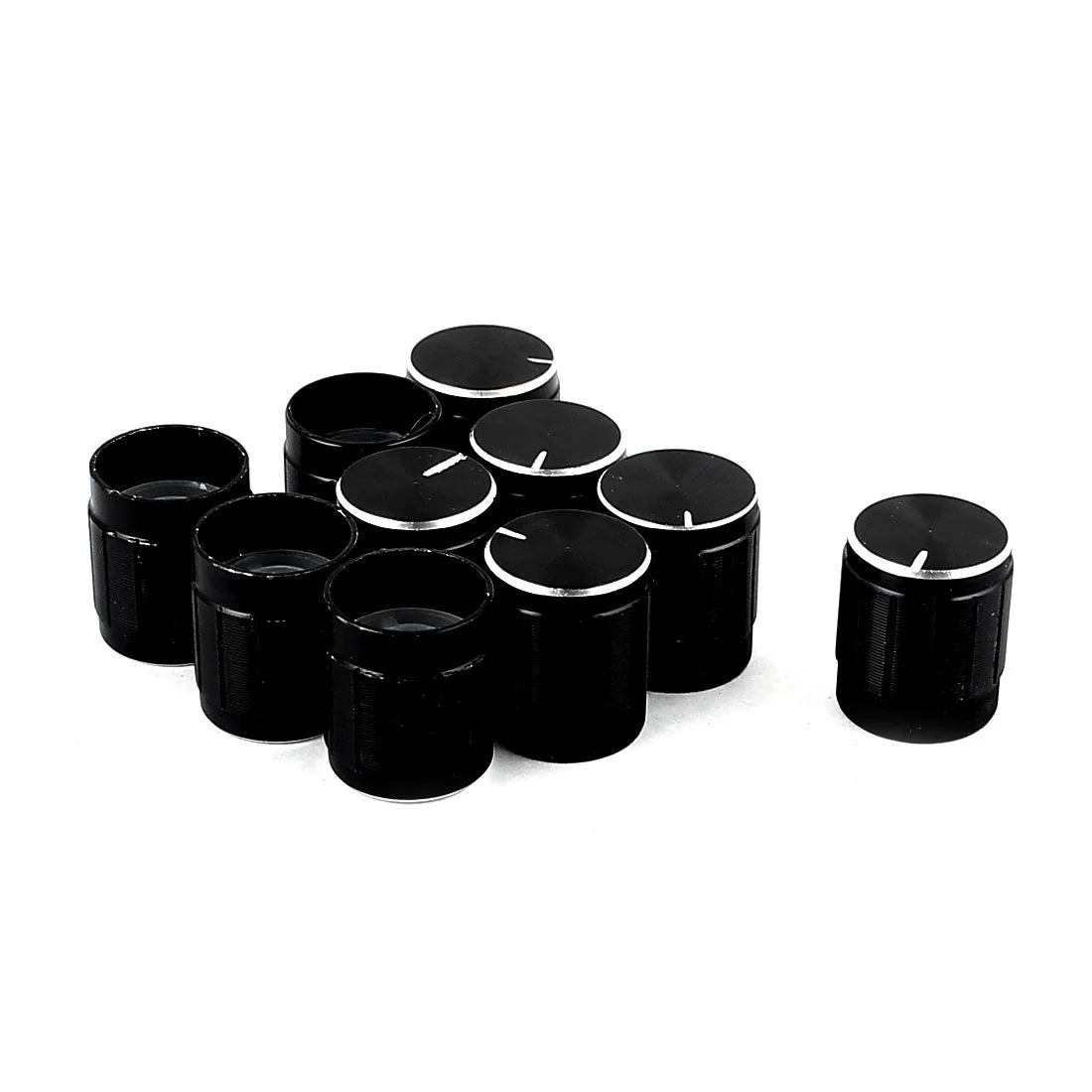 a15091000ux0971 10 Pcs Metal 6 mm Knurled Shaft Potentiometer Control Knob, Black