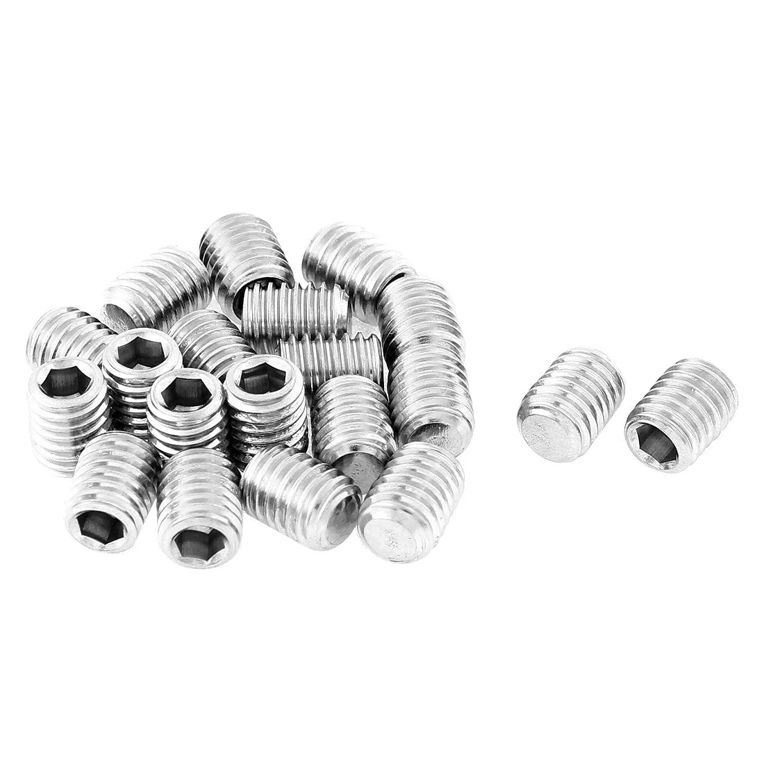 Uxcell M8x10mm Metric 304 Stainless Steel Hex Socket Set Flat Point Grub Screws Silver Tone for Towel Rack Door Knob 20pcs