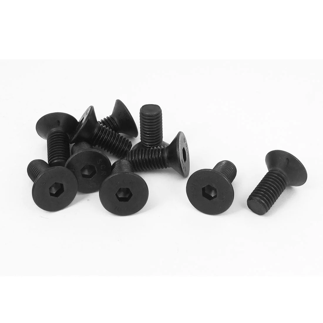M10 x 25mm Metric Hex Socket Countersunk Flat Head Screw Bolts Black 10PCS