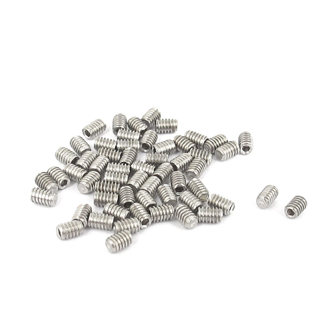 M2x3mm Stainless Steel Hex Socket Set Cup Point Grub Screws Silver Tone 50pcs
