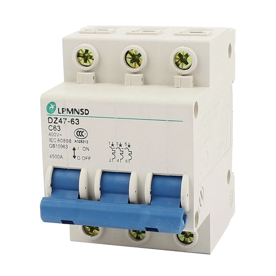 DZ47-63 C63 AC 400V 63A 3 Pole Overload Protection Miniature Circuit Breaker