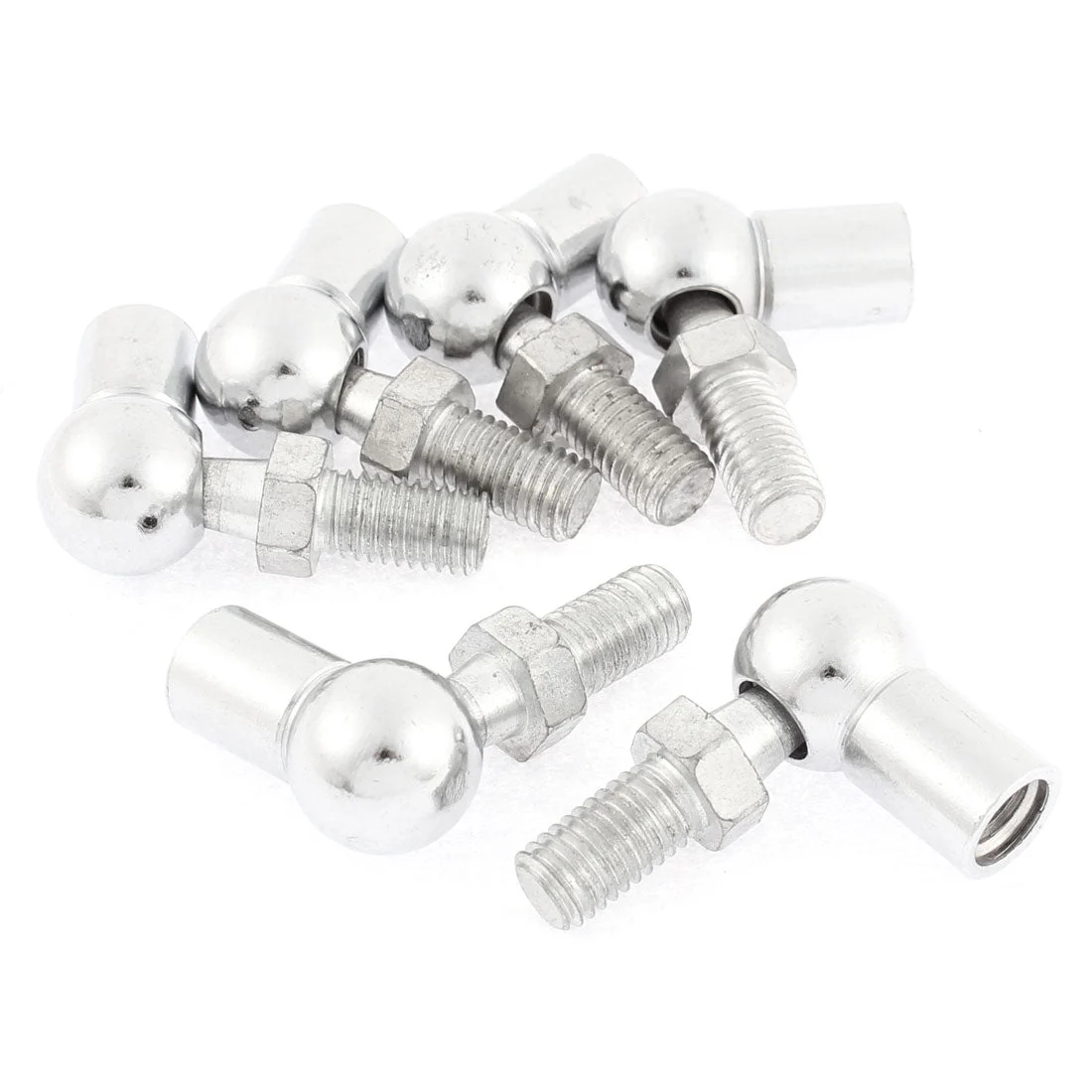 Rod End Ball Bearing with Stud, Right-Hand Female Thread M10x1.5mm and Right-Hand Male Thread M10x1.5mm, L-Shape Ball Socket Endfitting 6pcs