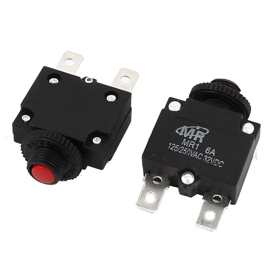 AC 125V/250V 6A Red Reset Button Overload Protector Circuit Breaker 2Pcs