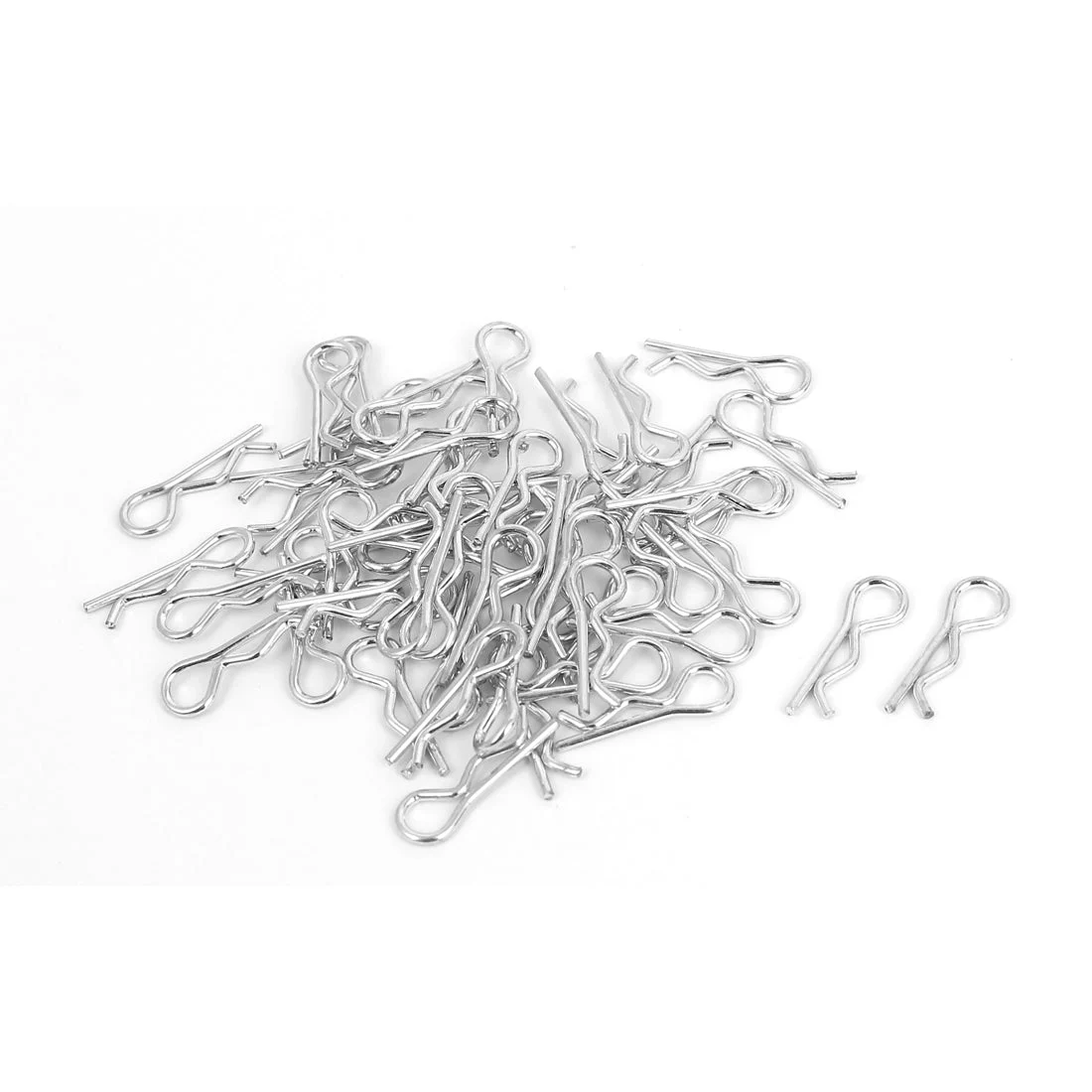 1mm x 16mm Hair Pin Shaped Zinc Plated Cotter Clip Silver Tone 50pcs