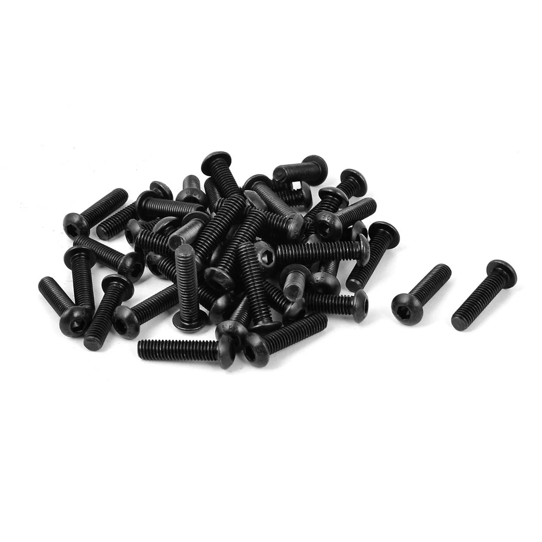 M6x25mm 10.9 Alloy Steel Button Head Hex Socket Cap Screw Bolt Black 50pcs
