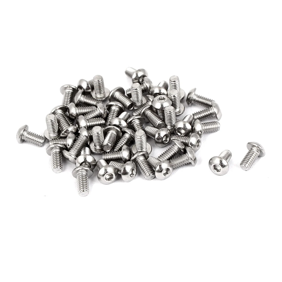 50 Pcs M2.5 x 5mm Full Thread Stainless Steel Button Head Socket Cap Screw