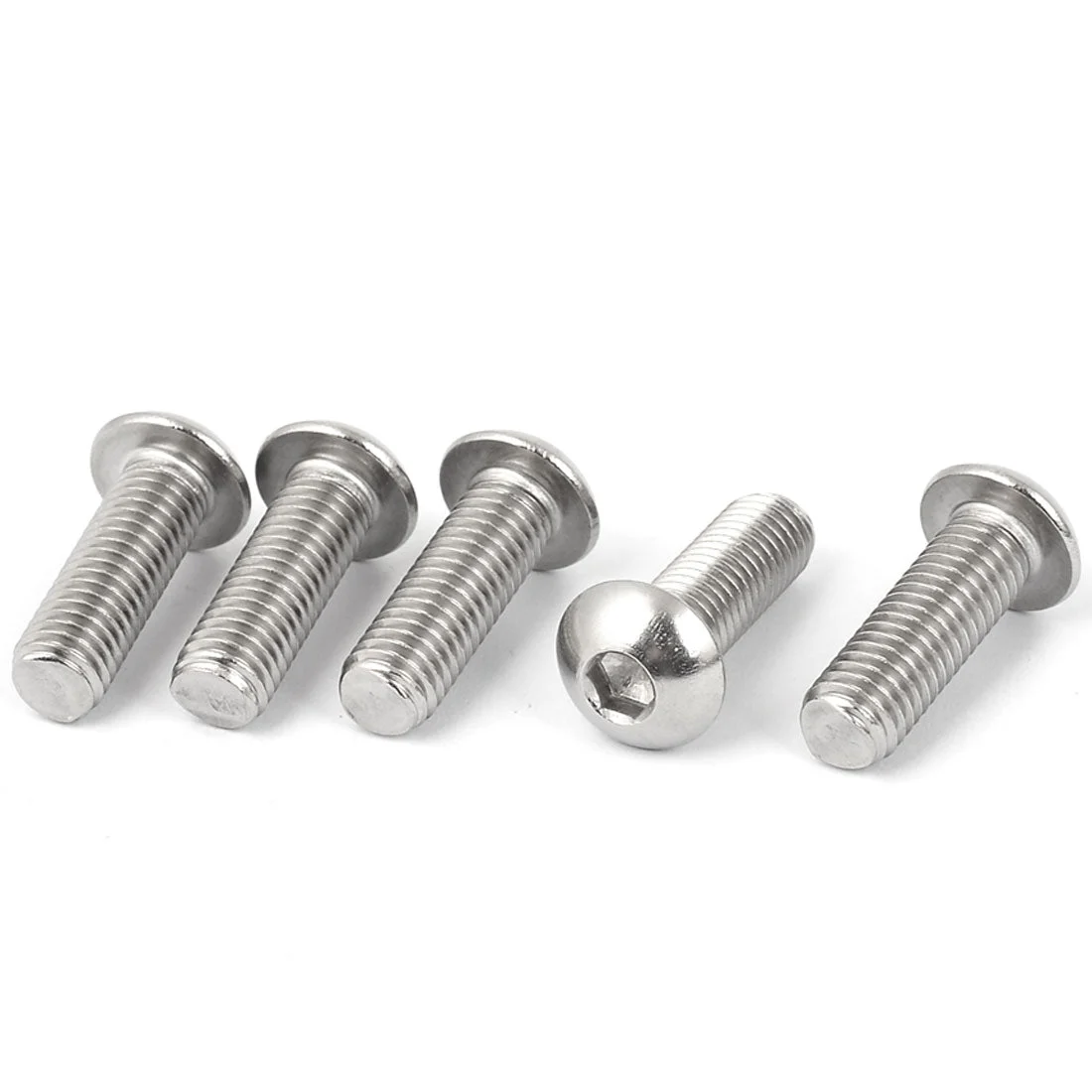 M10 x 30mm Stainless Steel Button Head Socket Cap Screw Silver Tone 5 Pcs