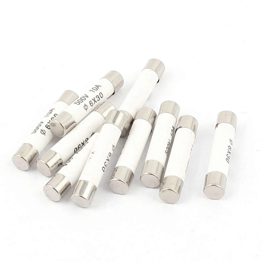 10 Pcs 500V 10A Low Breaking Capacity 6x30mm Cartridge Ceramic Fuses