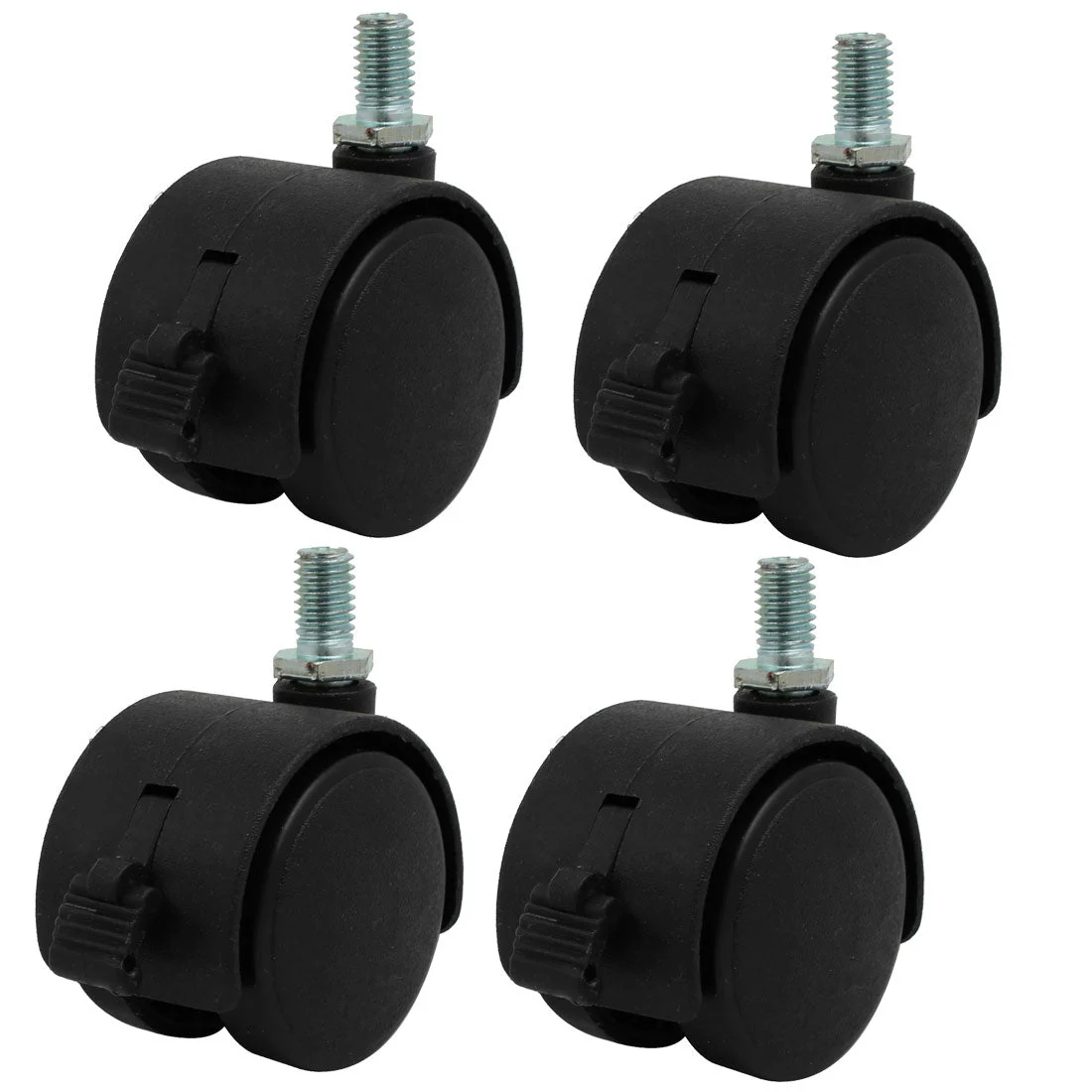 1.5'' Diameter Wheel M8 Thread 360 Degree Rotatable Swivel Caster Black 4pcs