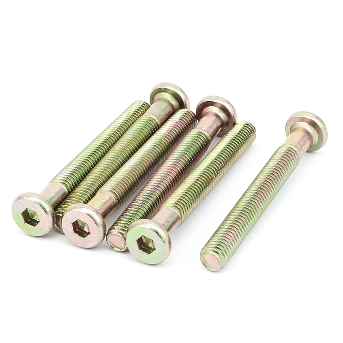 M8 x 65mm Threaded Hexagon Socket Head Cap Screw Bolt Bronze Tone 6 Pcs