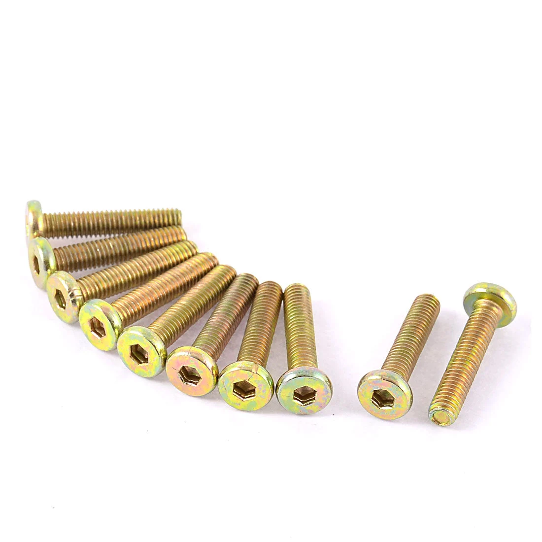 M6 x 30mm Male Threaded Hex Socket Head Cap Screw Bolt Bronze Tone 10 pc