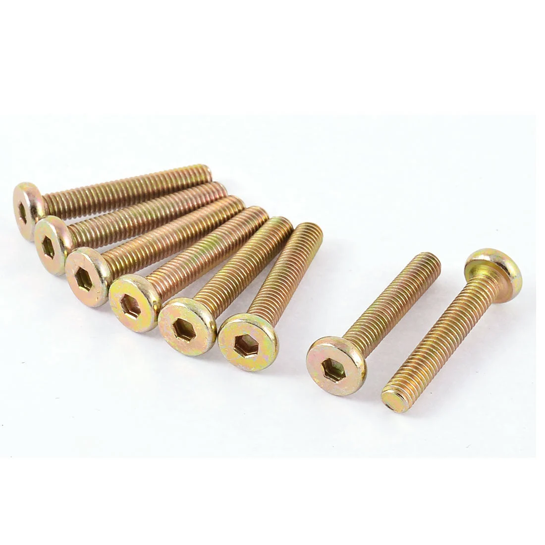 M6 x 35mm Male Threaded Hex Socket Head Cap Screw Bolt Bronze Tone 8 Pcs