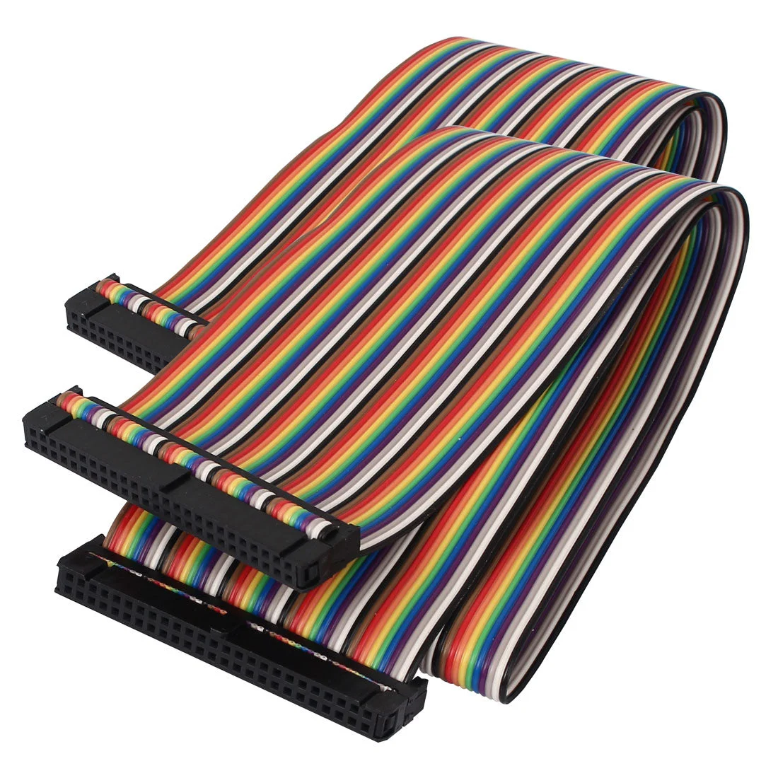 50cm 50 Pin 50 Way F/F Connector IDC Flat Rainbow Color Ribbon Cable for DIY 2pcs
