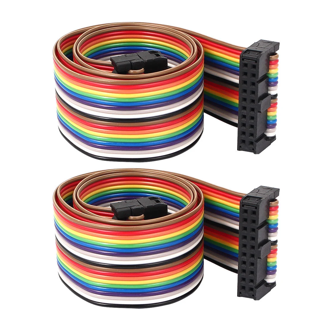 50cm 20 Pin 20 Way F/F Connector IDC Flat Rainbow Color Ribbon Cable for Arduino DIY 2pcs