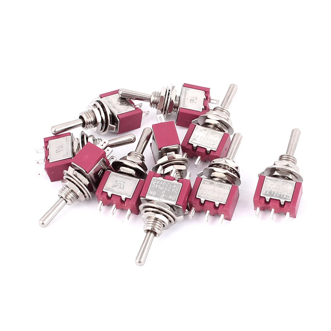 Truck ON-OFF-ON 3 Position SPDT Momentary Toggle Switch AC 120V 5A 10Pcs