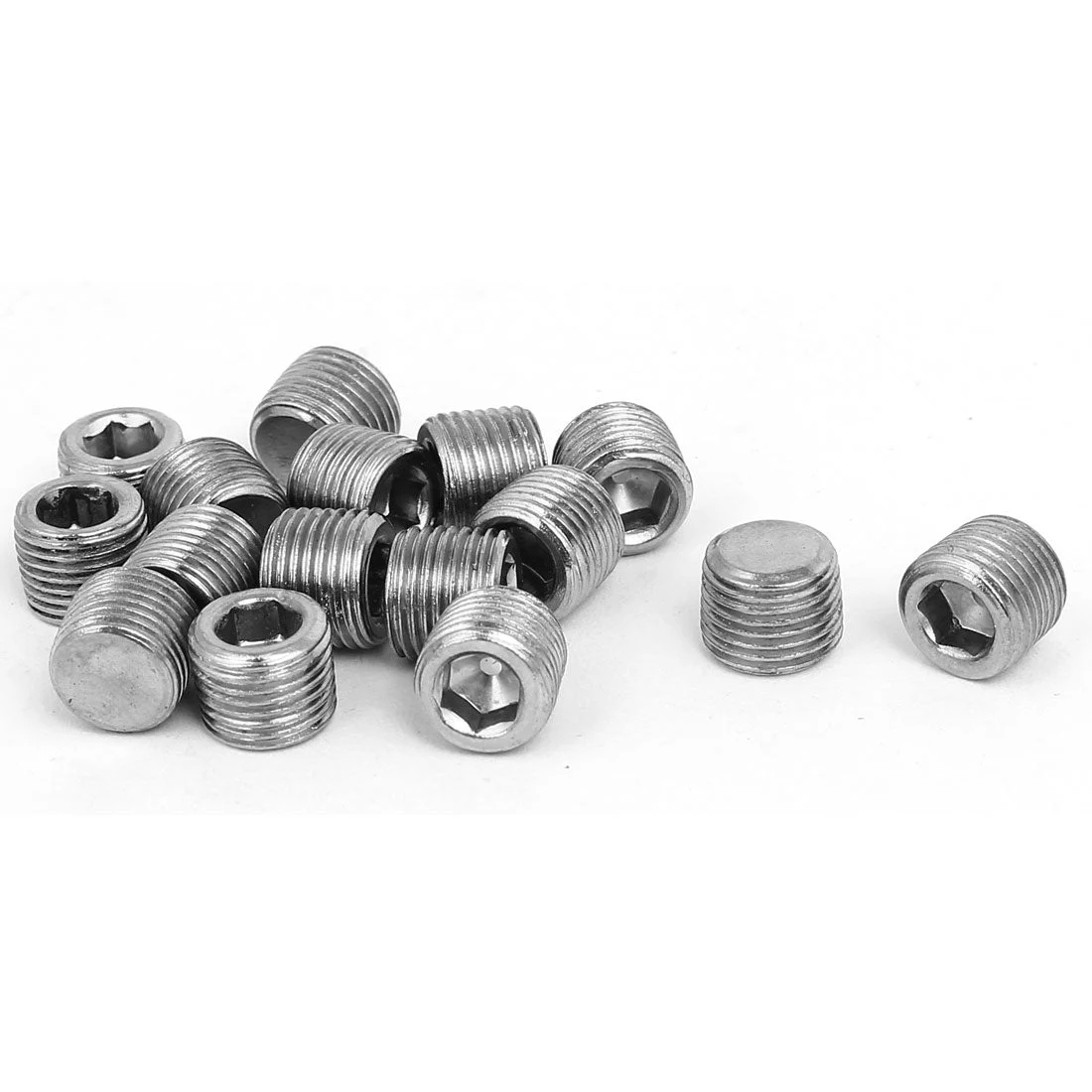 Uxcell 1/8-inch Male Thread 8mm Height Hex Socket Flat Point Grub Screws 16pcs