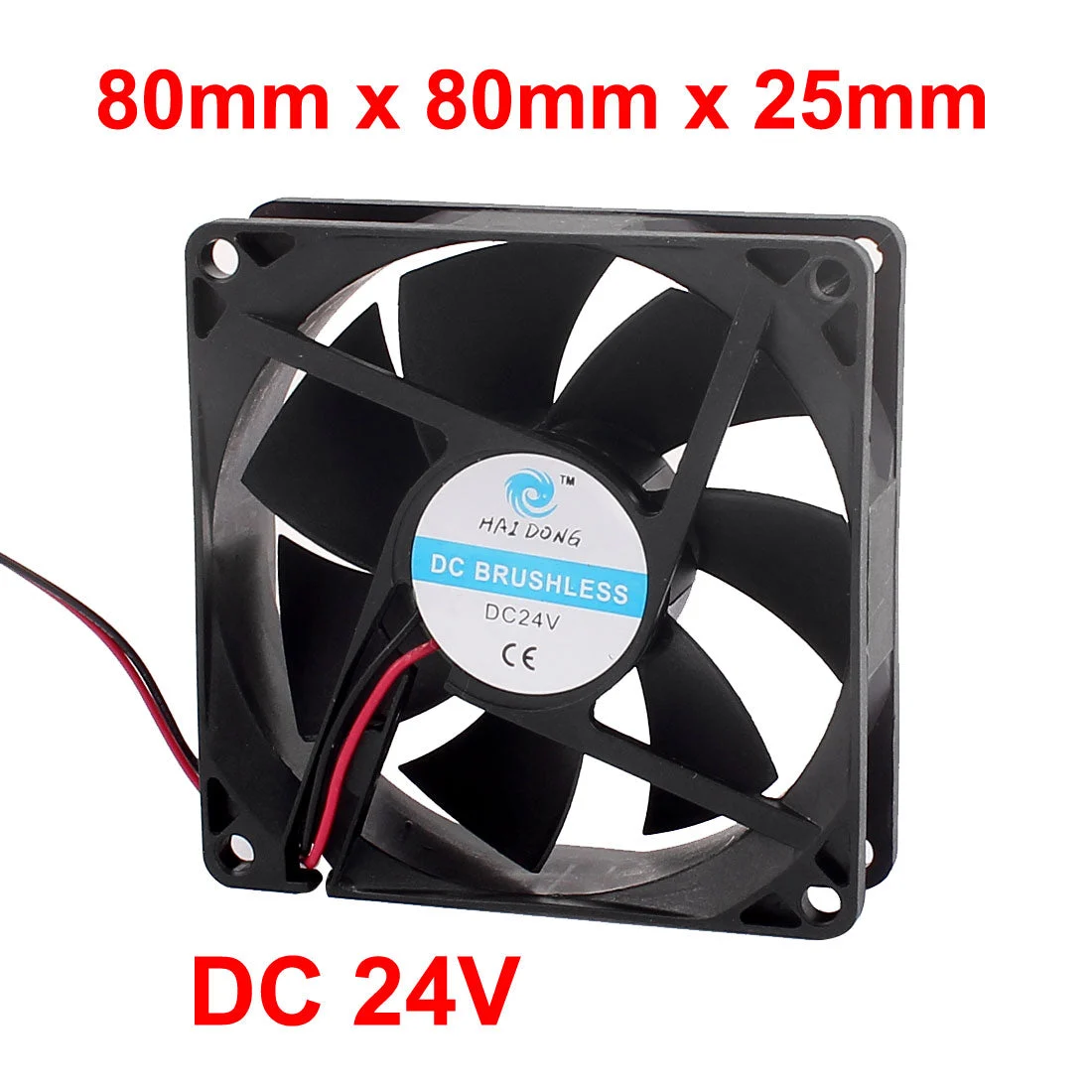DC 24V 80mm x 80mm x 25mm 7 Vanes Square Cooling Cooler Fan w Metal Finger Guard