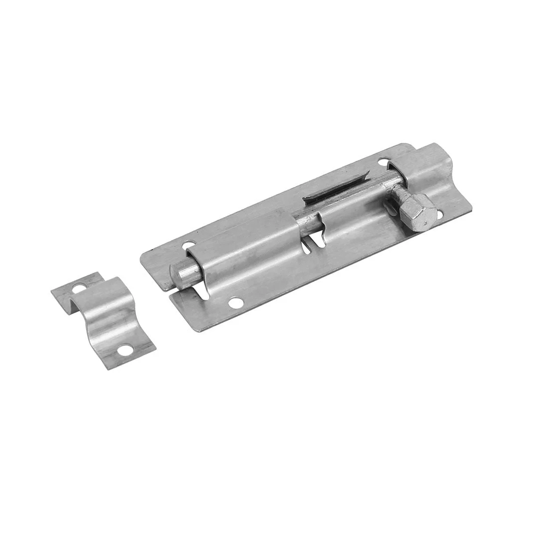 3.5-inch Long Steel Rectangle Shape Sliding Lock Guard Barrel Bolt Silver Tone
