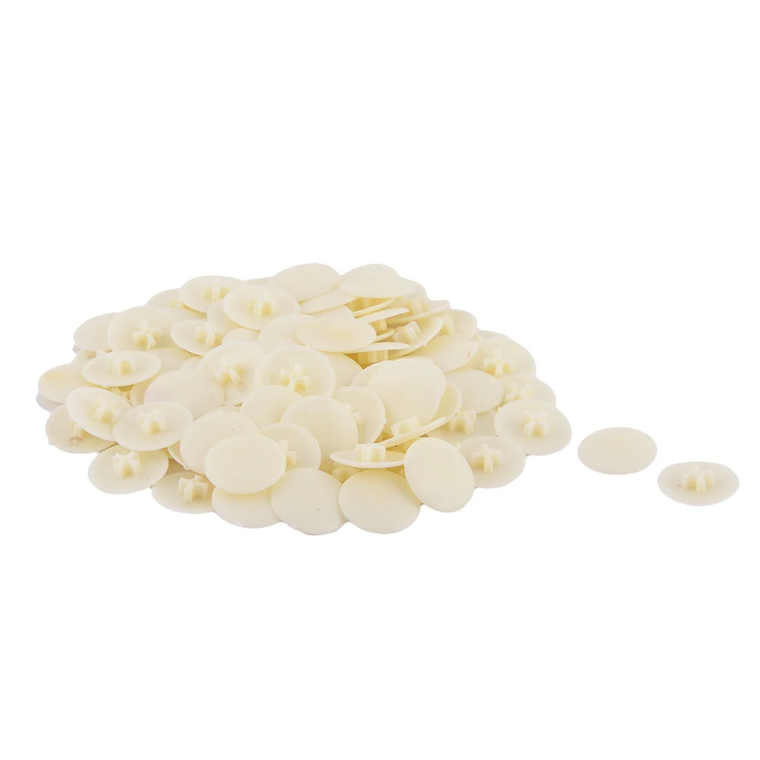 17mm Dia 4mm Thickness Plastic Round Shape Cross Phillips Screw Cap Beige 100pcs