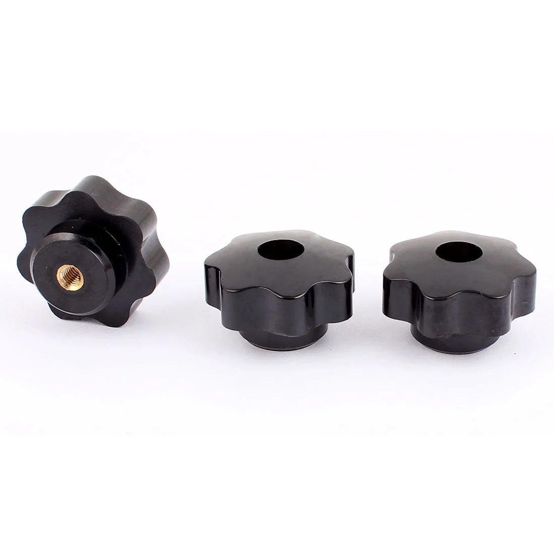 M6 x 40mm Plastic Star Head Screw Through Hole Clamping Knob Grip Black 3pc