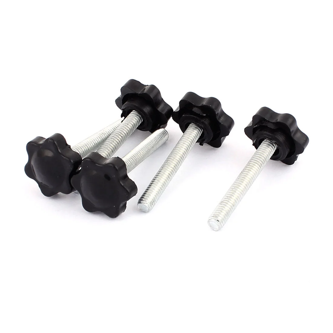 M6 x 40mm Male Thread 25mm Hex Shaped Head ClampingScrew Knob Grip Black 5pcs