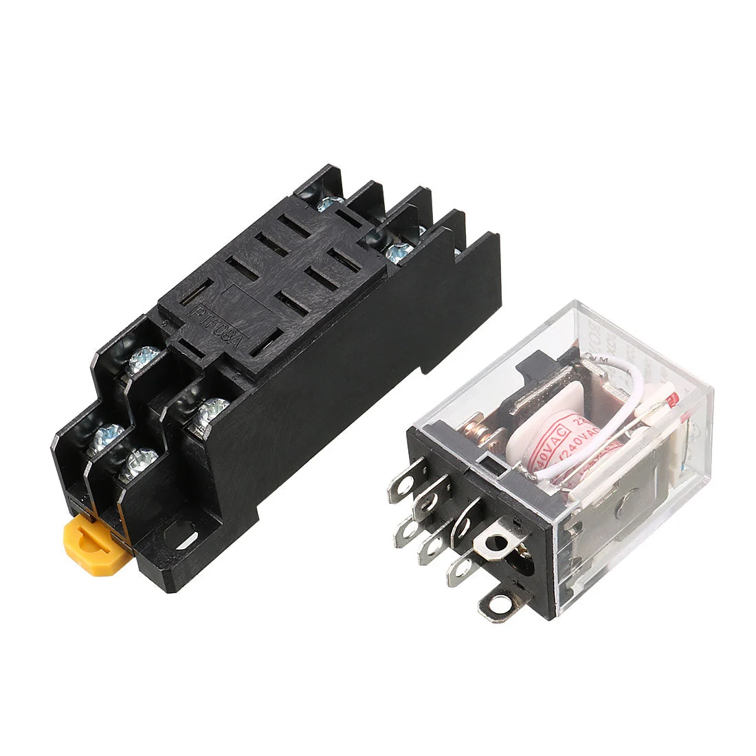 JQX-13FL AC 220v/ 240V Coil 8 Screw Pins 35mm DIN Rail Red LED Pilot Lamp Power Relay w Socket