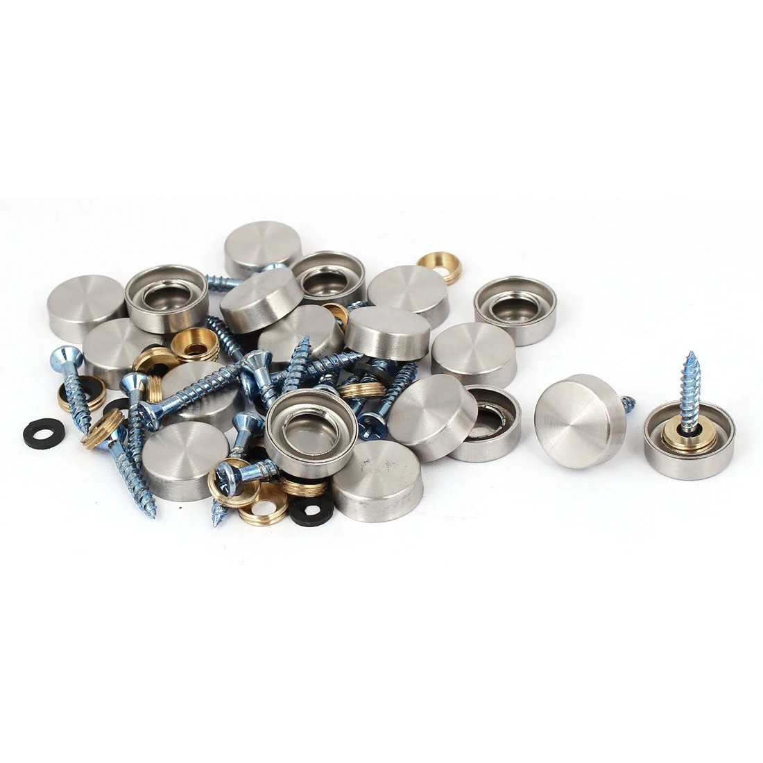 16mmx5.5mm Round Cap 3.5mm Dia Thread Glass Advertising Mirror Screw Nail 20pcs