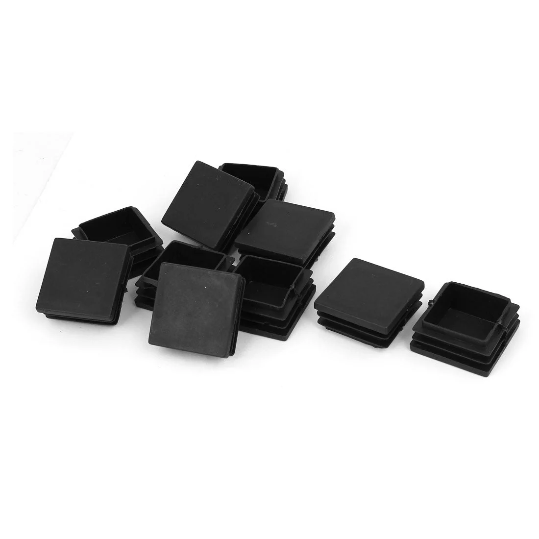 40mmx40mm Plastic Blanking End Cap Square Ribbed Tube Insert Black 10pcs
