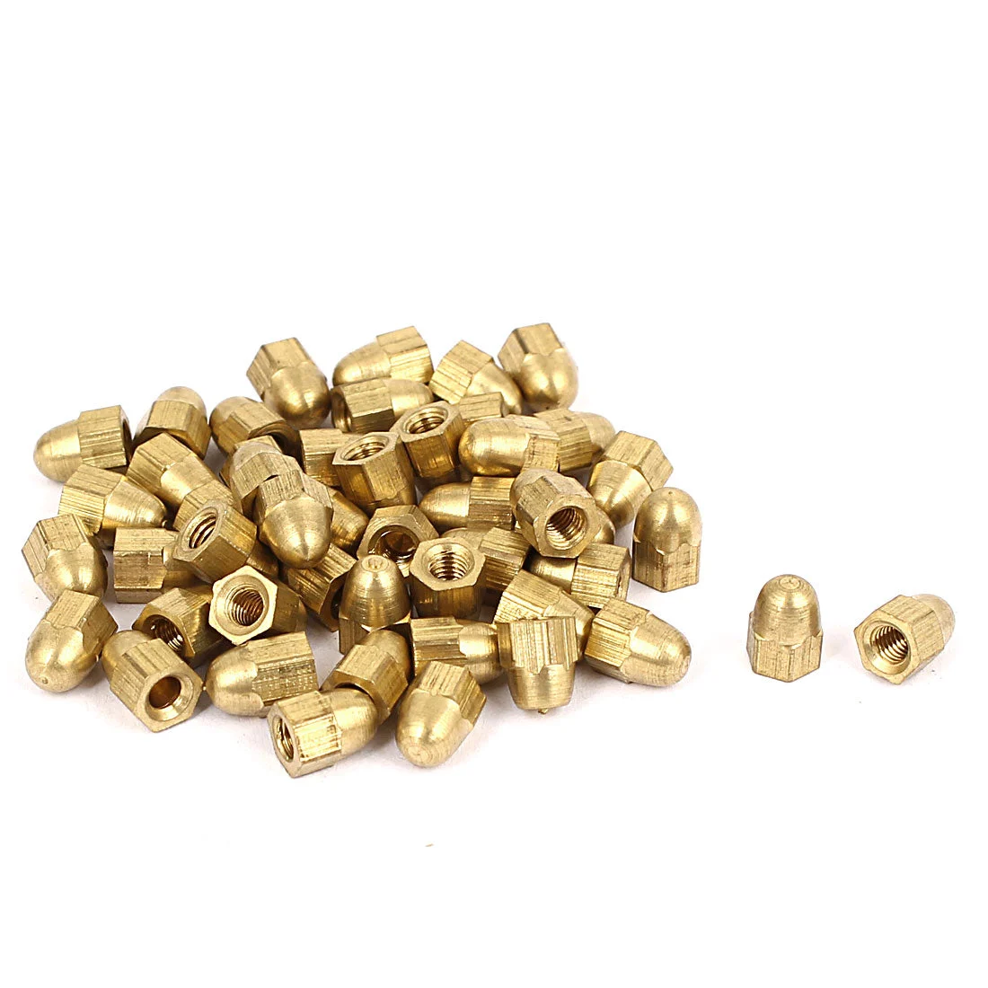 Acorn Hex Cap Nuts - 49Pcs M3 Dome Nuts Brass Hexagon Decorative Cap Nut for Screws Bolts Brass Tone