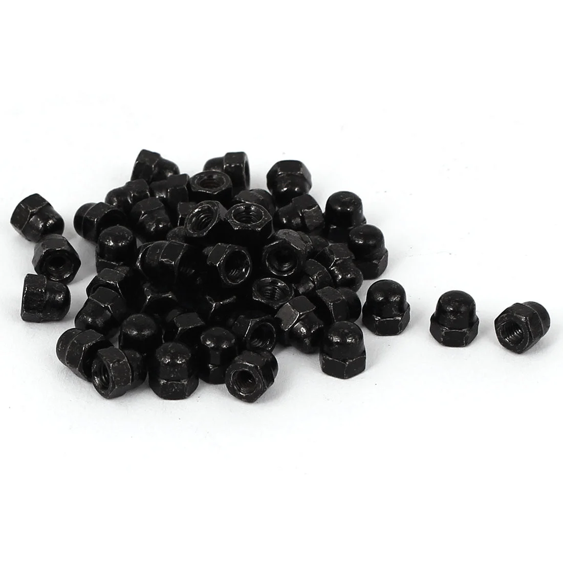 M3 Thread Dia Dome Head Carbide Steel Cap Acorn Hex Nuts Black 50pcs