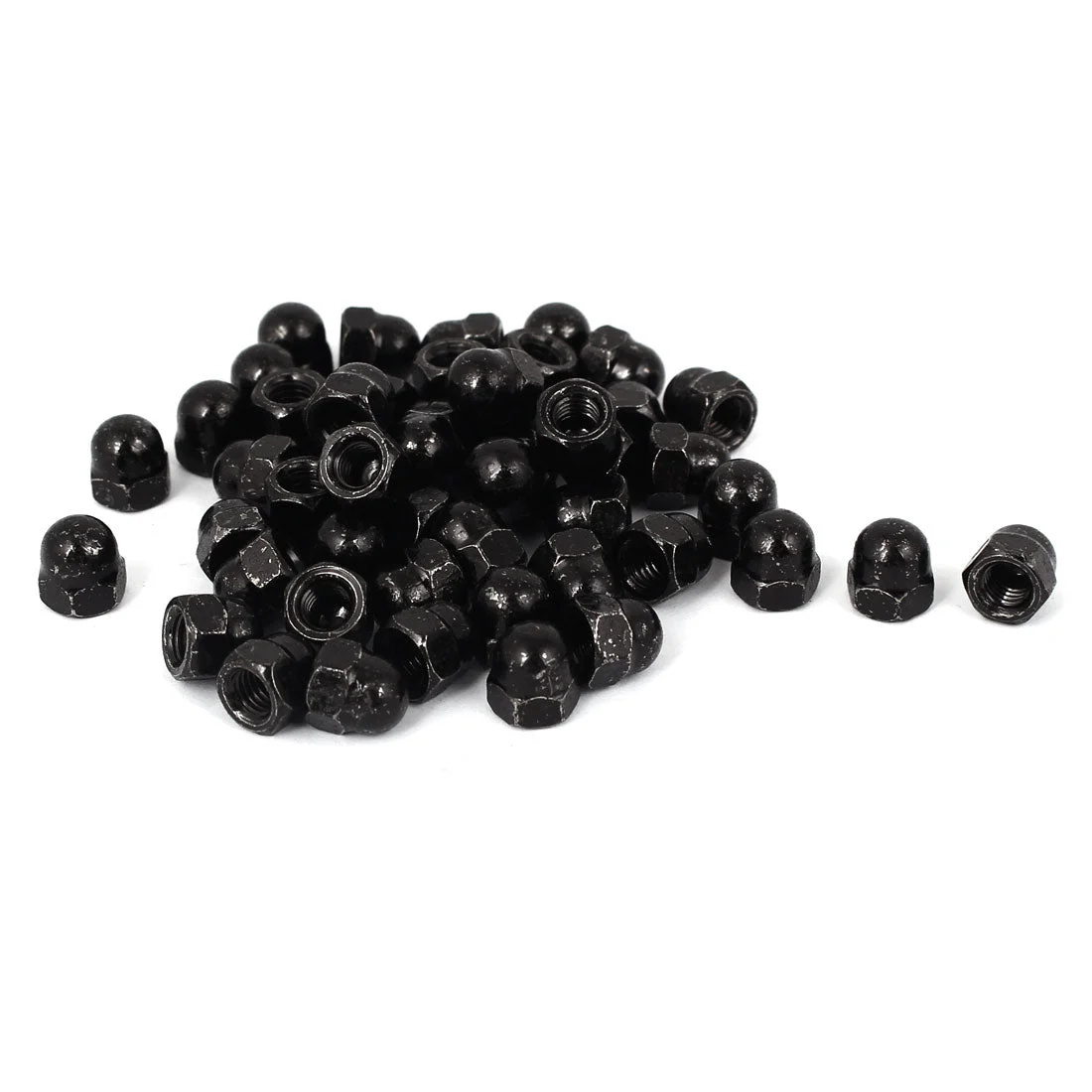M5 Thread Dia Dome Head Carbide Steel Cap Acorn Hex Nuts Black 50pcs