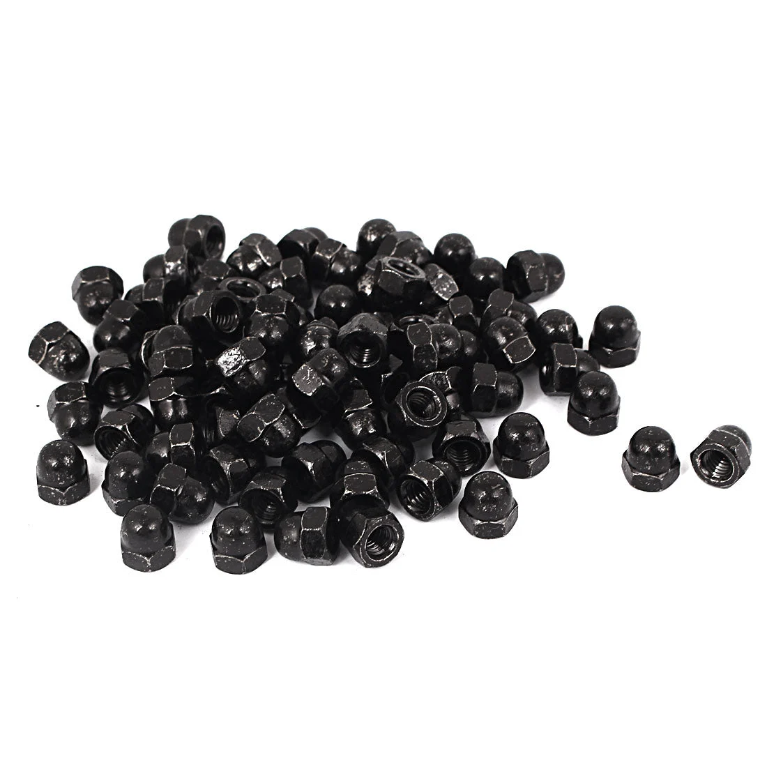 M6 Thread Dia Dome Head Carbide Steel Cap Acorn Hex Nuts Black 100pcs