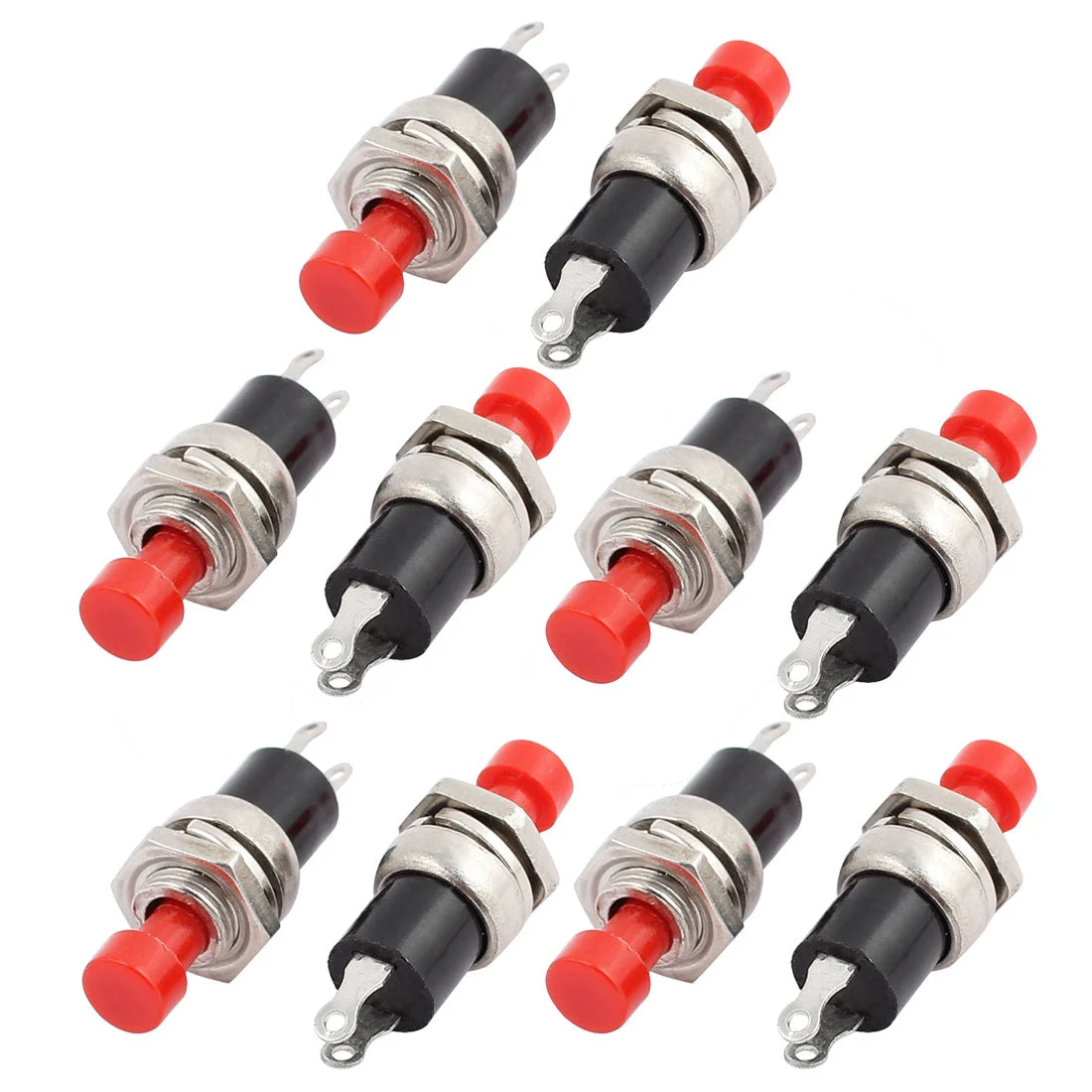 10Pcs AC125V 3A 7mm Mount Dia Normally Open Red Cap Momentary Push Button Switch