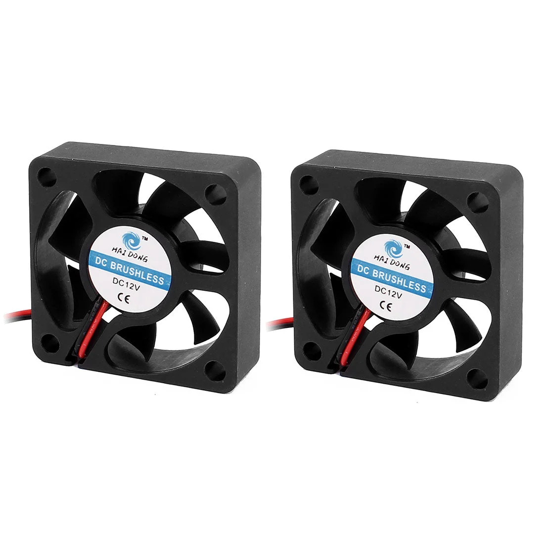 2Pcs 12V 50mm Black Quiet Case Cooling Fan 4500 RPM, 10.9 CMF, 29 dBA