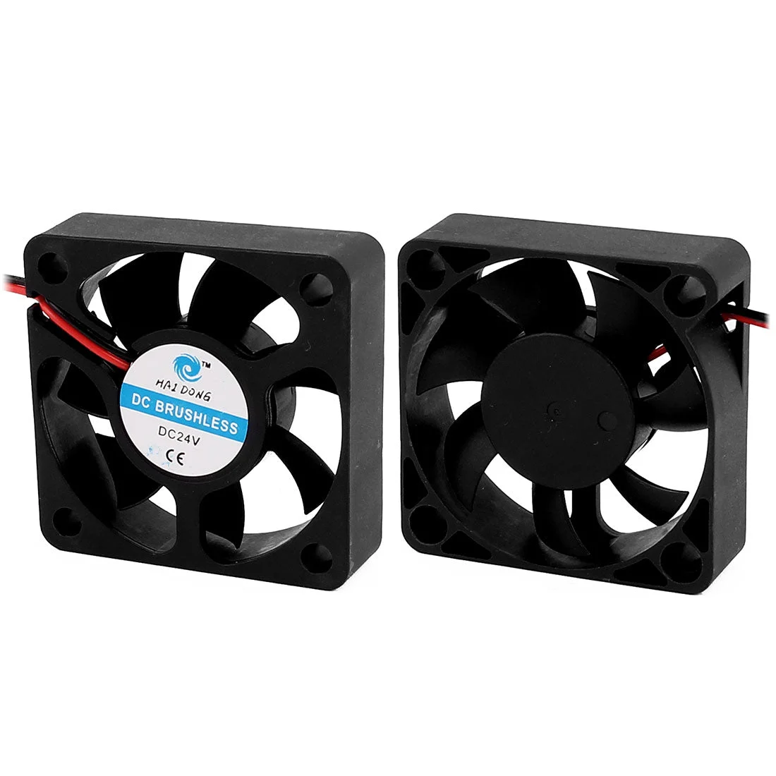 DC 24V 0.06A 5x5x1.5cm 2-Wire 7 Vanes Black Case Cooling Fan for PC Case Cooler 2PCS