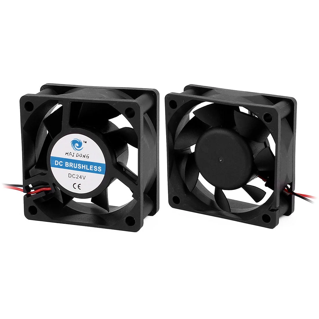2Pcs DC 24V 60 x 60 x 25mm 7 Vanes 2 Leading Wires Case Cooling Fan for PC Case