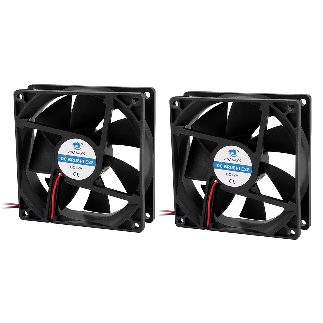 2Pcs 92 x 25mm DC 12V 0.18A Brushless CPU Cooler Cooling Fan Black Power 2.16W