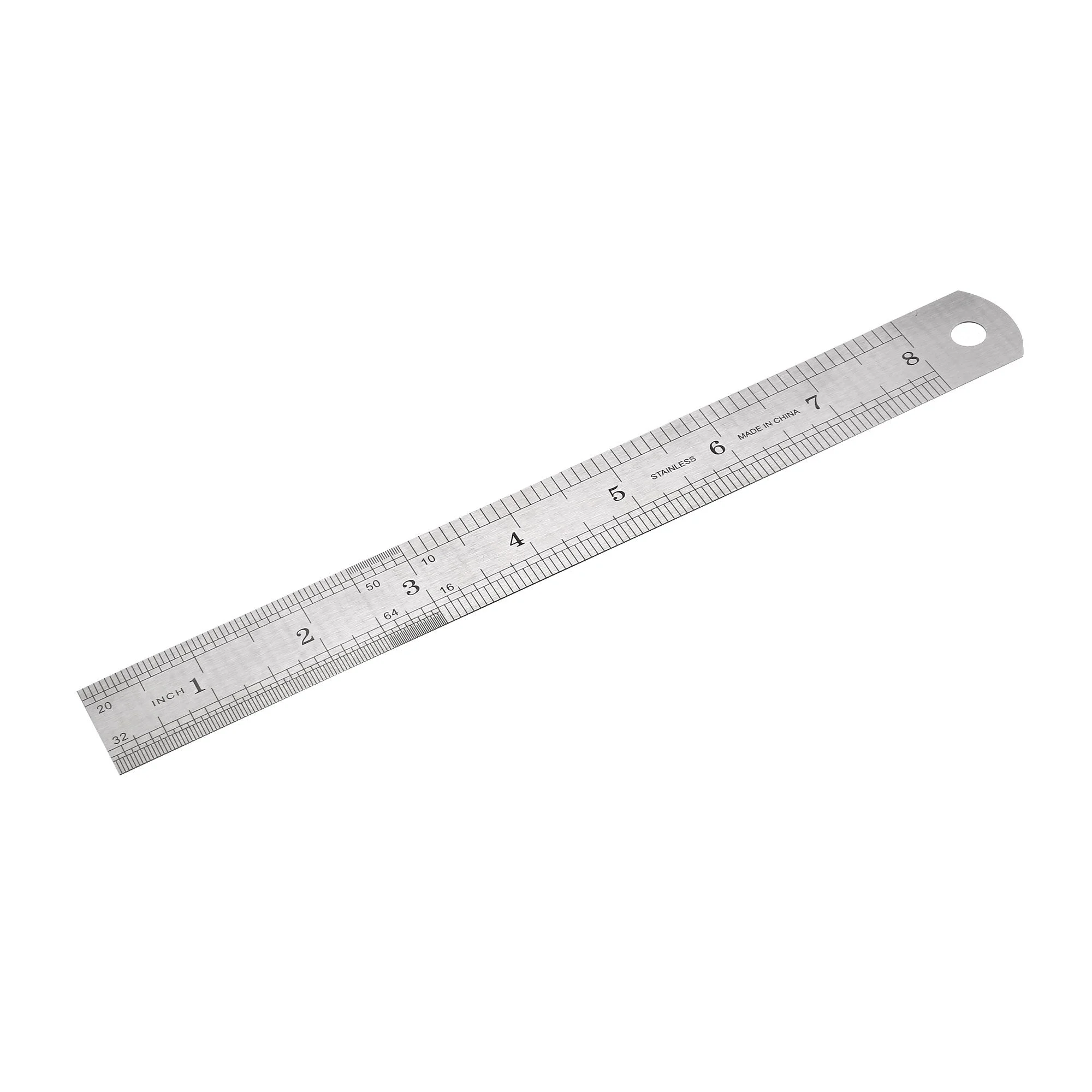 Office Metal Measuring Tool Straight Edge Ruler Silver Tone 20cm 8 Inch
