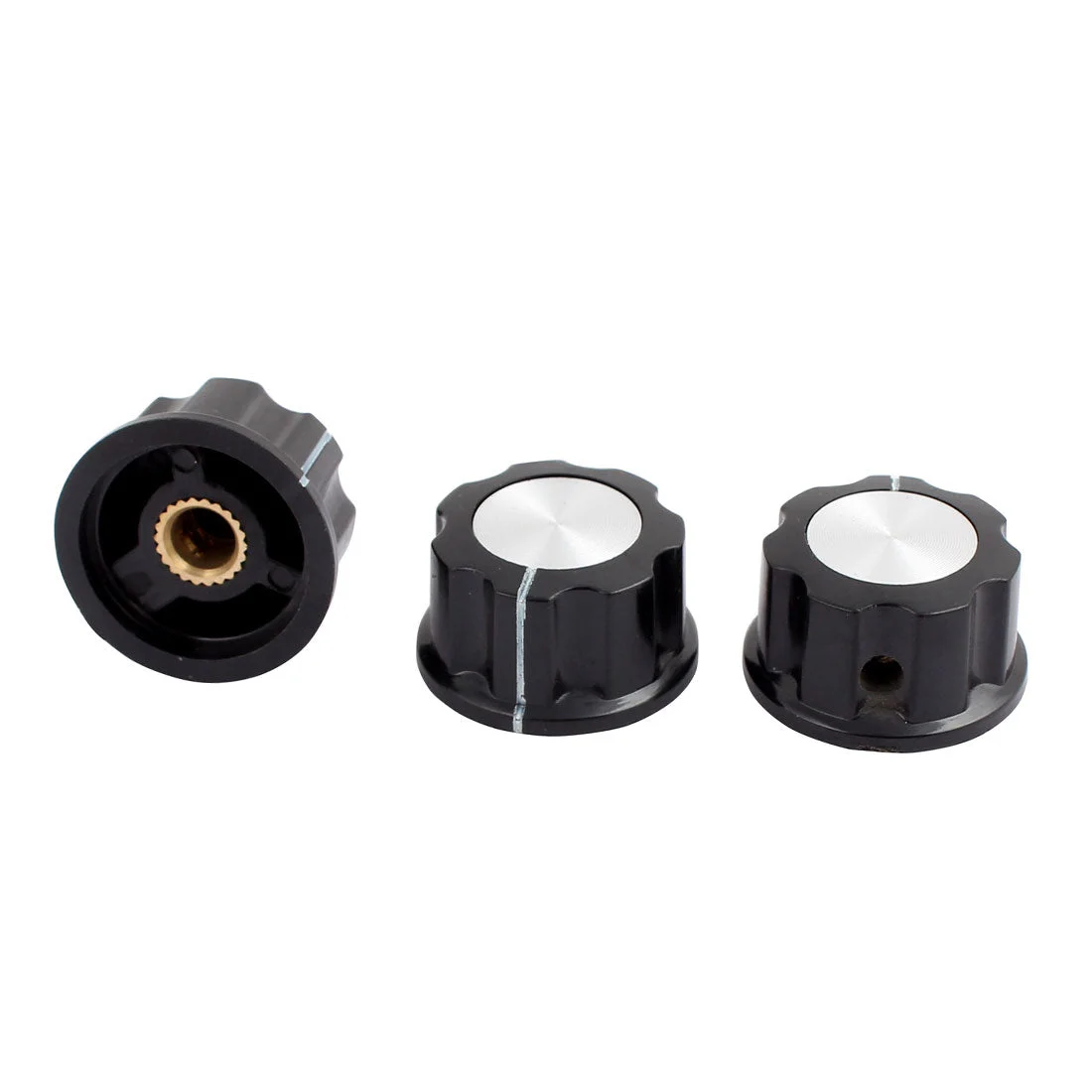 3Pcs 6mm Dia Knurled Shaft Plastic Potentiometer Volume Control Rotary Knob Cap
