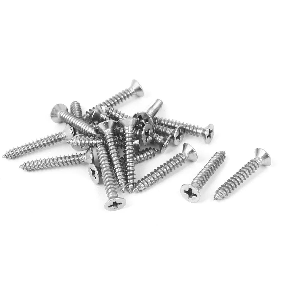 M4 x 25mm 304 Stainless Steel Flat Phillips Head Self Tapping Screws 20 Pcs